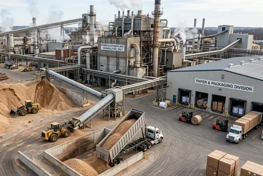 Biomass pellets for paper and packaging industries