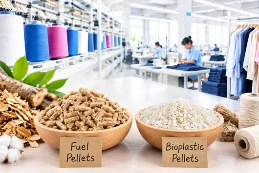 Biomass pellets for textile and garment factories