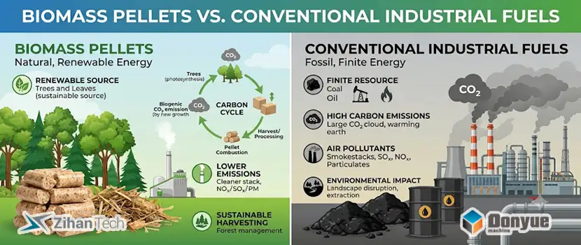 Biomass pellets vs Conventional industrial fuels