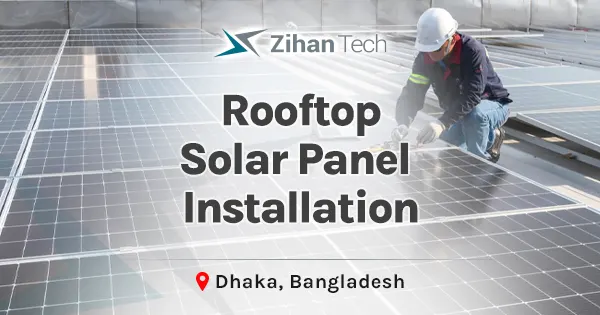 Rooftop solar panel installation in Bangladesh